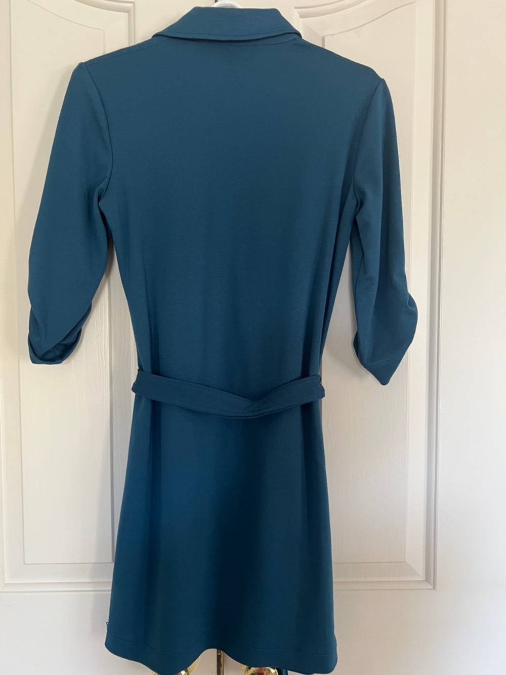 Max Studio Teal Shirt Dress with Tie Belt - Picture 2 of 5